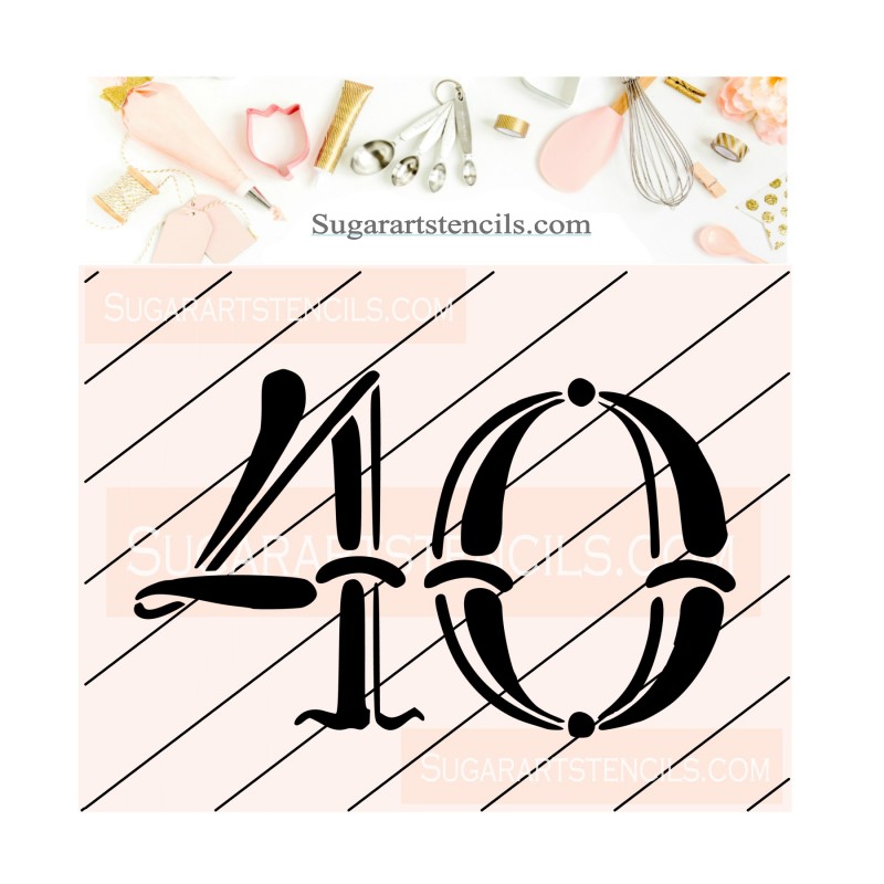 Number 40 cookie stencil JB538
