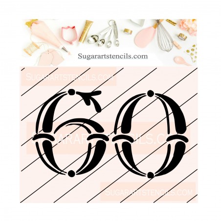 Number 60 cookie stencil JB540