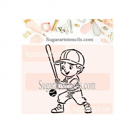Baseball player PYO cookie stencil AL006
