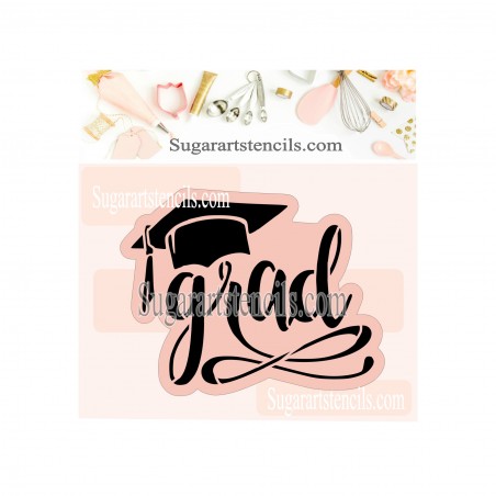 Grad cookie stencil and matching cookie cutter AL042
