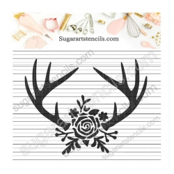 Floral antlers stencil NL0022