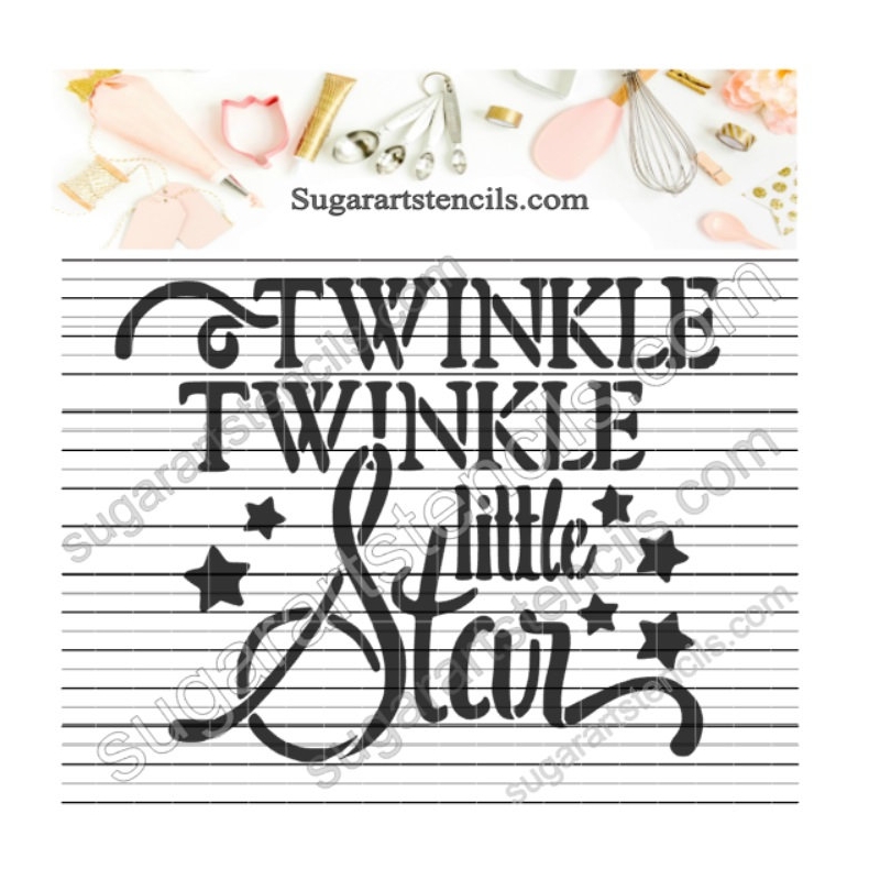 Words Cookie stencil baby shower Twinkle little star AV00134
