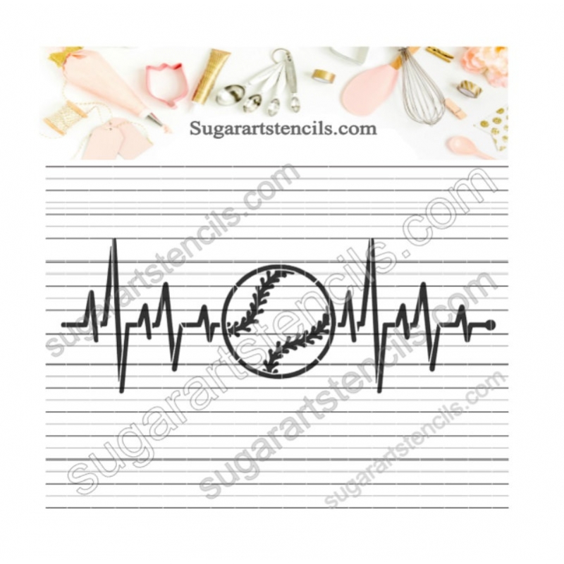 Sport baseball cookie stencil heart beat MY0015