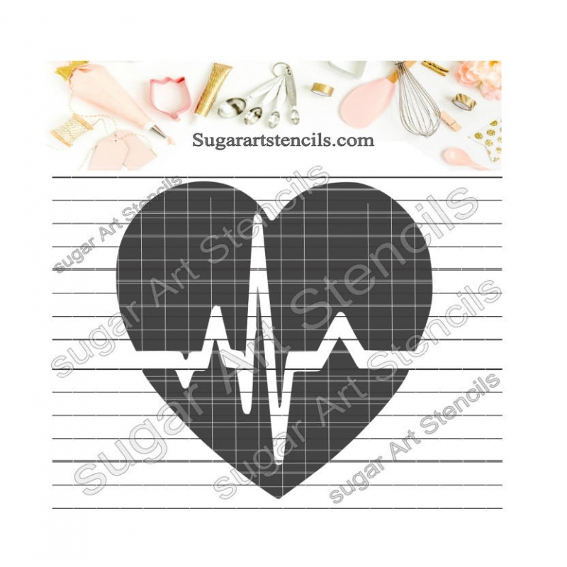 Heart Cardiogram Cookie Stencil Nurse Medical Theme Cookie Stencil 