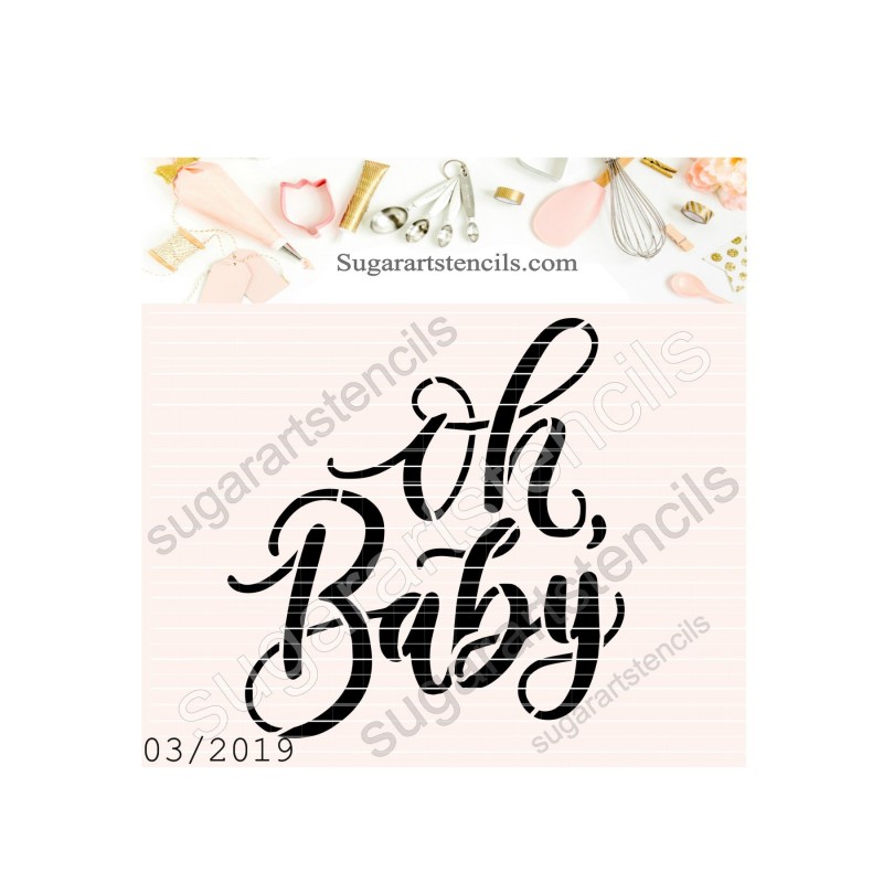 Oh baby words cookie stencil baby shower FT00175
