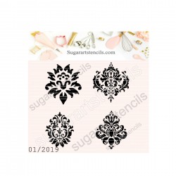 Damask 4 stencils set 5.5"...