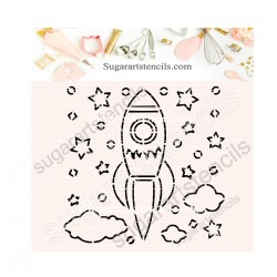 Rocket PYO cookie Stencil...