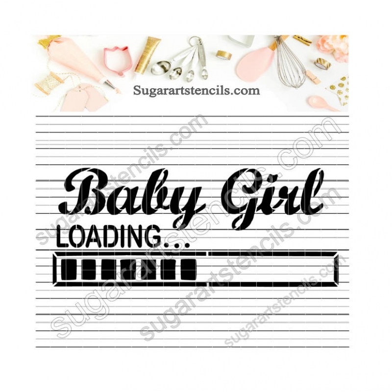 Baby girl loading cookie stencil baby shower ST00199