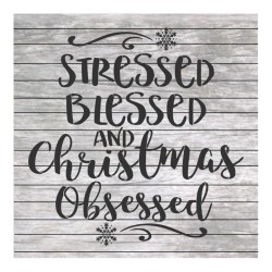 Christmas words painting stencil Stressed blessed and Christmas ...