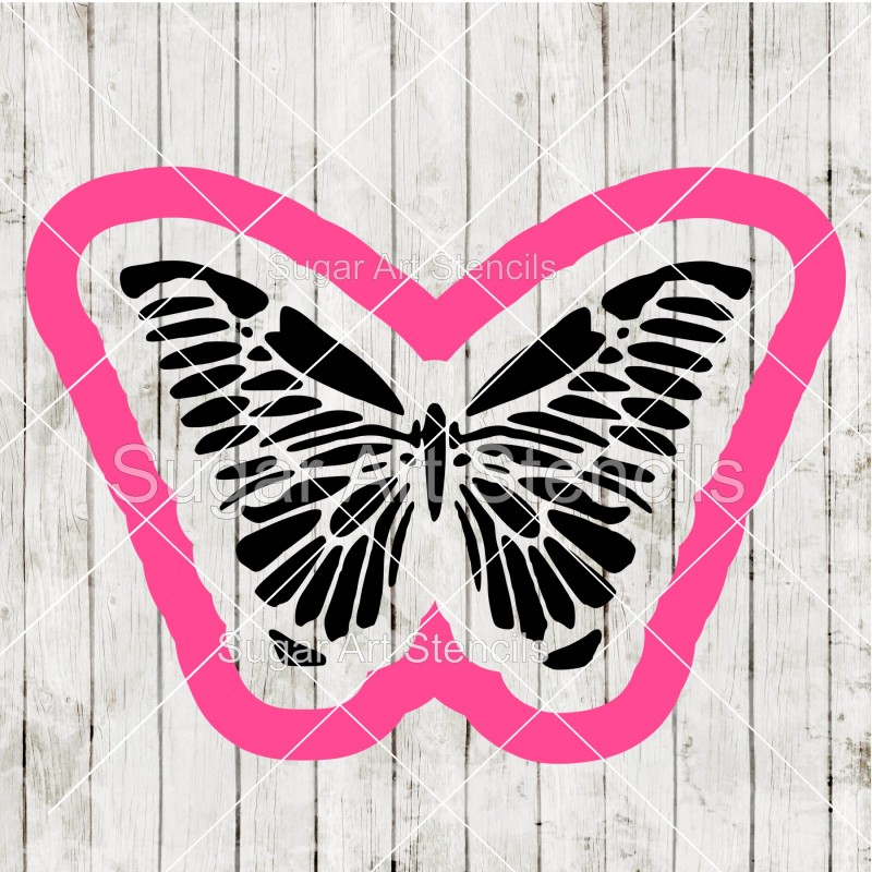 Butterfly cookie cutter and matching stencil PP04